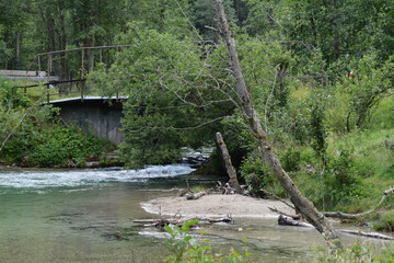 Il fiume Brenno in Valle di Blenio in Canton Ticino, Svizzera.
