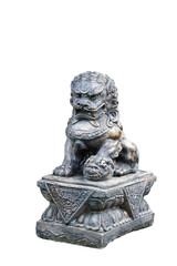 The isolated lucky stone lion, the Chinese in Asia, is a symbol of good fortune. There are clipping paths.