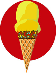 Yellow delicious ice cream. Vector illustration