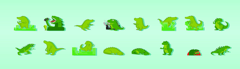 set of cartoon monster dinosaur