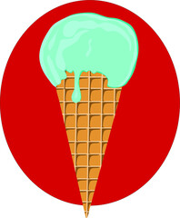 Blue delicious ice cream.Vector illustration