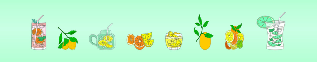 Set of fresh juices. Healthy drinks from citrus