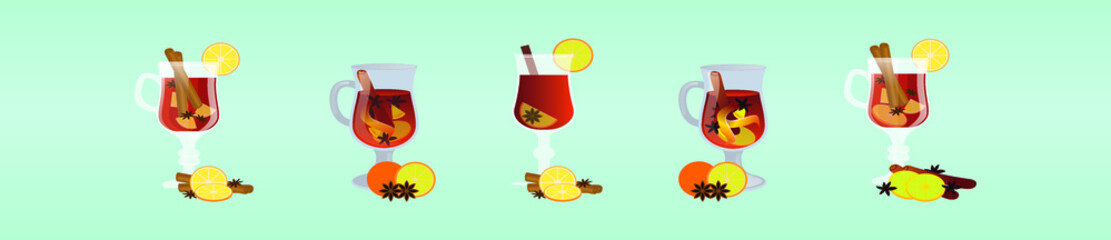 Mulled wine with orange slice isolated on blue background