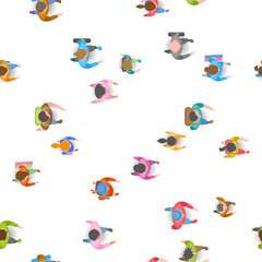 Seamless vector pattern. A group of social people. Top view. Crowding people. View from above. 