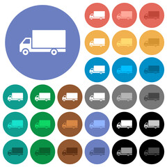 Fototapeta na wymiar Freight car round flat multi colored icons