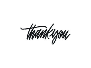 thank you. Hand written lettering isolated on white background.Vector template for poster, social network, banner, cards.