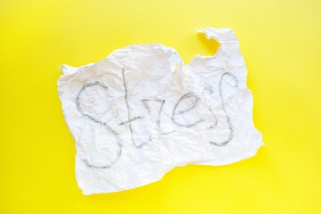 The inscription is stress on a white sheet of paper in a cage on a bright yellow background. Step by step.