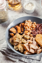Buddha bowl lunch with chicken and other
