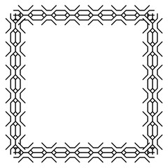 Variants of a braided pigtail pattern made on grid cells on a white background. The pattern resembles the shape of a knitted pigtail, and makes up squares, circles, and other geometric shapes.