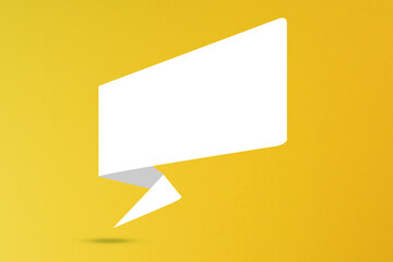 Blank white speech bubble on yellow background	
