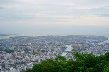 Obraz premium 徳島県徳島市街並み 眉山公園から撮影 徳島県庁方向