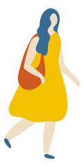 Woman Walking  Simple Design Flat Vector        
Character