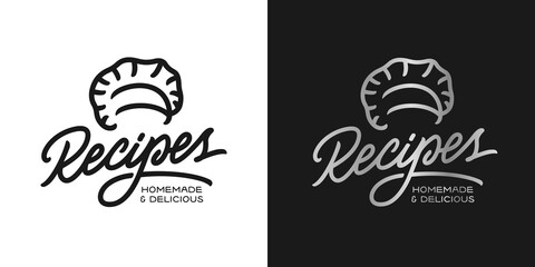 Recipe book calligraphy cover. Vector illustration.