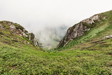 Landscape of wild nature in the mountains, scenic highland Carpathians