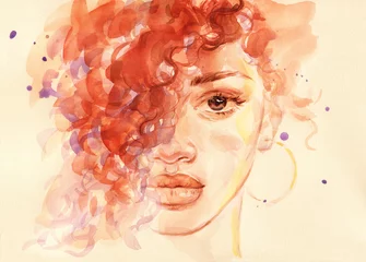 Fototapeten african american woman. illustration. watercolor painting  © Anna Ismagilova