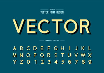 Black shadow font and alphabet vector, Design typeface and number, Graphic text on background