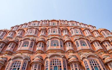 Hawa Mahal palace (Palace of the Winds) against blue sky in Jaipur, Rajasthan