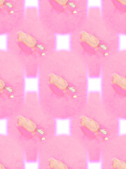 Obraz na płótnie Canvas white chocolate ice cream pattern on pink background