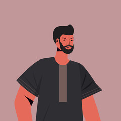 Fototapeta premium arabic man in traditional clothes arab male cartoon character portrait vector illustration