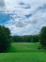 golf course with blue sky