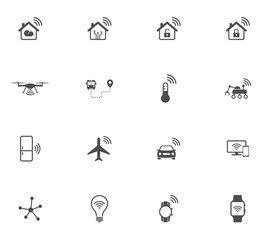 Iot glyph vector icons isolated on white background. Internet of things icon set for web, mobile app and ui design. Internet technology concept stock vector icons