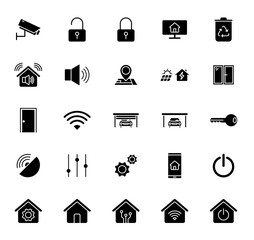 smart home black vector icons isolated on white background. smart home icon set for web and ui design, mobile apps and print products