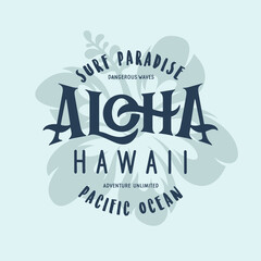 Aloha hawaii floral t-shirt print. Vector vintage illustration. © chelovector