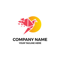 Fly Triangle Origami Paper Bird Sun Vector Abstract Illustration Logo Icon Design Template Element