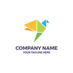 Colour Colourful Flat Origami Paper Bird Vector Abstract Illustration Logo Icon Design Template Element