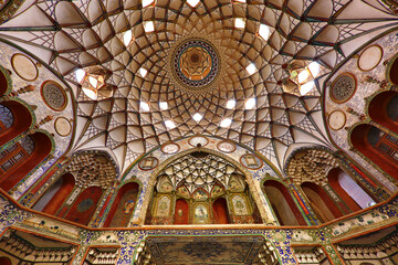 Fototapeta na wymiar Dome and walls of the historical house known as Boroujerdi or Borujerdi house, in Kashan, Iran