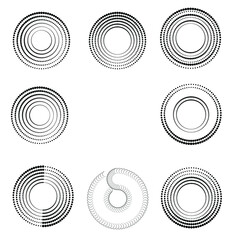 Halftone dots in circle form. round logo . vector dotted frame . design element