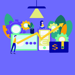 A business process or some project, vector illustration for landing pages, websites, posters 