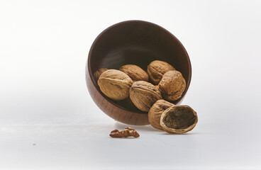 A walnut shot on white background