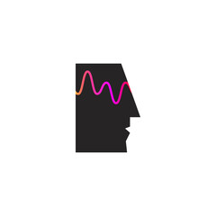 Brain activity and wave, profile of person with mental activity
