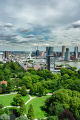 Fototapeta premium Skyline of Rotterdam. View from the Euromast Tower. 22 Juli 2020