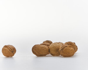 A walnut shot on white background