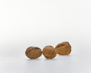 A walnut shot on white background