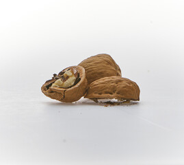 A walnut shot on white background