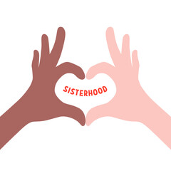 sisterhood with two hands make heart