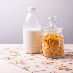 golden crispy corn flakes as breakfast concept