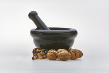 A walnut shot on white background
