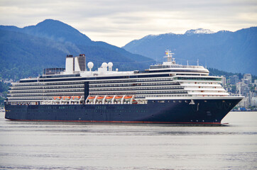 HAL cruiseship or cruise ship liner Ms Oosterdam arrival into Vancouver from Alaska cruising....
