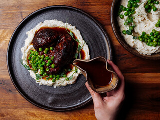 Lamb shank with parsnip puree