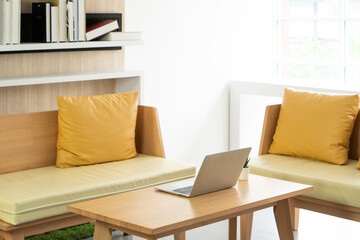 cozy sofa corner in the living room at home. interior concept