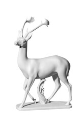 Classic white marble statue of a deer