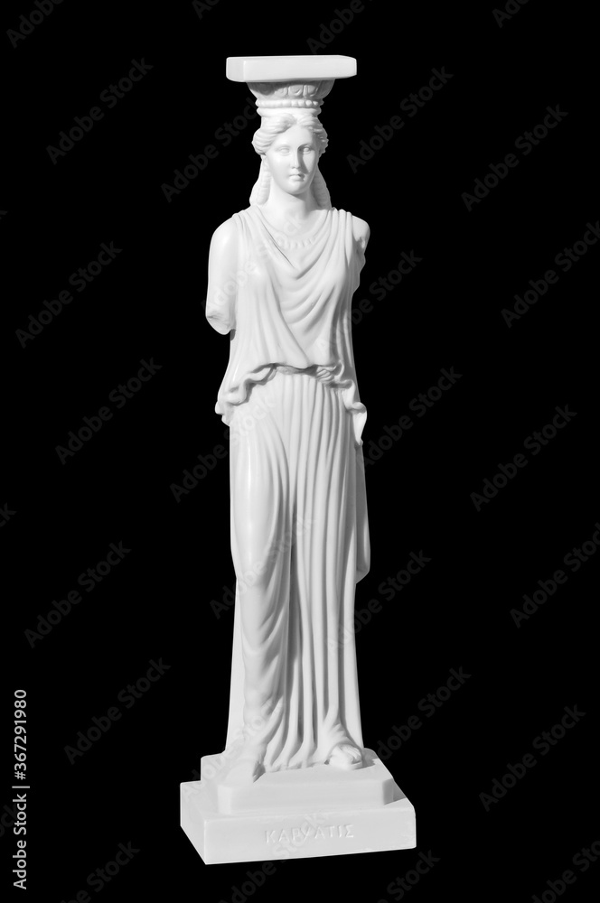 Poster Classic white marble statue woman on a black background