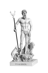statue of an ancient god isolated on a white background