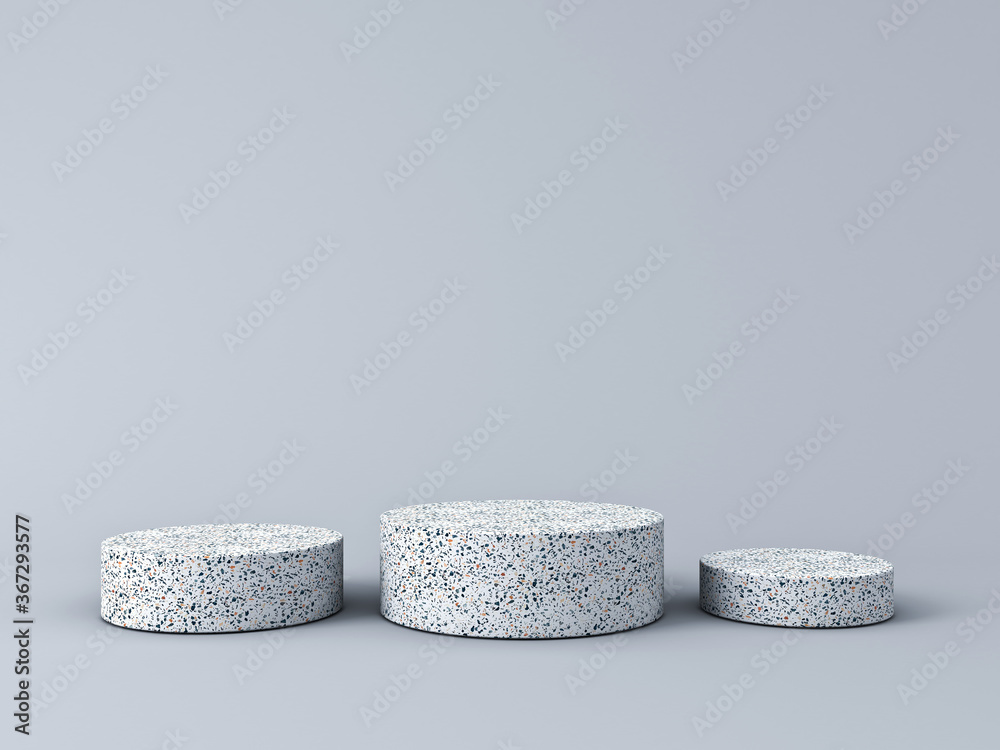 Aufkleber blank marble product podium pedestals isolated on grey background with shadow 3d rendering