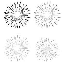 Obraz premium Radial speed Lines in Circle Form for comic books . fireworks Explosion background . Vector Illustration . Starburst round Logo . Circular Design element . Abstract Geometric star rays . Sunburst .
