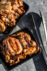 Grilled chicken breast. Overhead view.